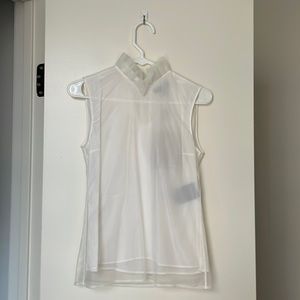 Burberry Sleeveless sheer top with tulle collar and Pearl buttons